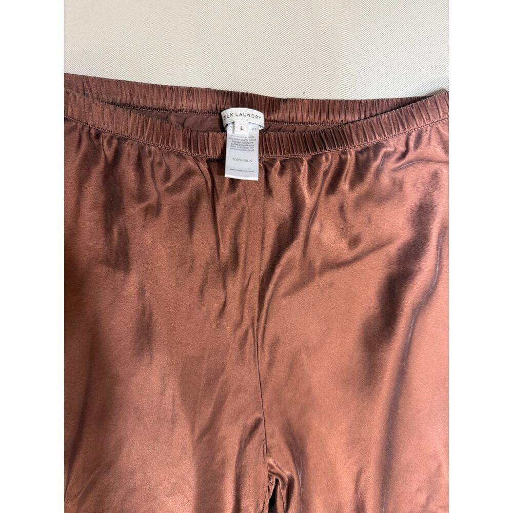 Silk Laundry Brown Bias Cut silk Pants Large - Picture 2 of 6